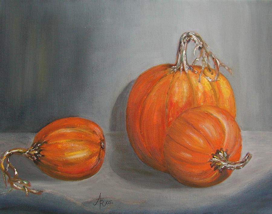 Pumpkins Painting by Anna Ruzsan