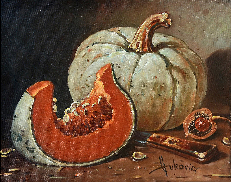 Still Life Painting - Pumpkins by Dusan Vukovic