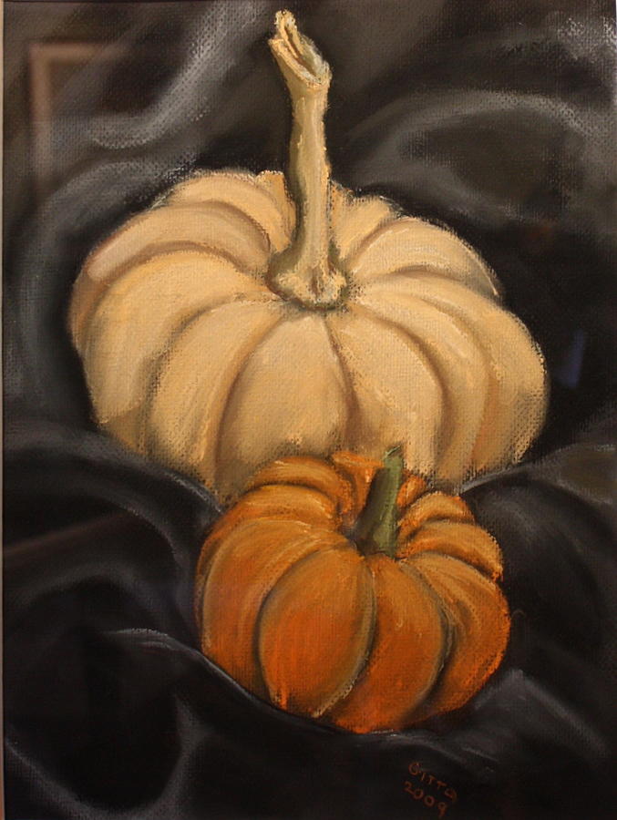 Pumpkins Painting by Gitta Brewster