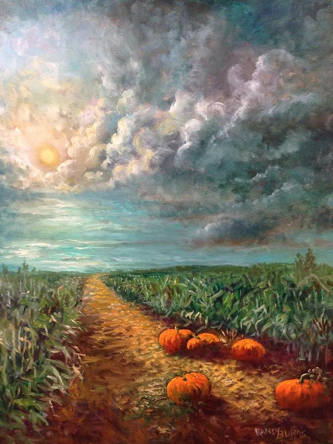 Pumpkins In The Moonlight Painting by Rand Burns