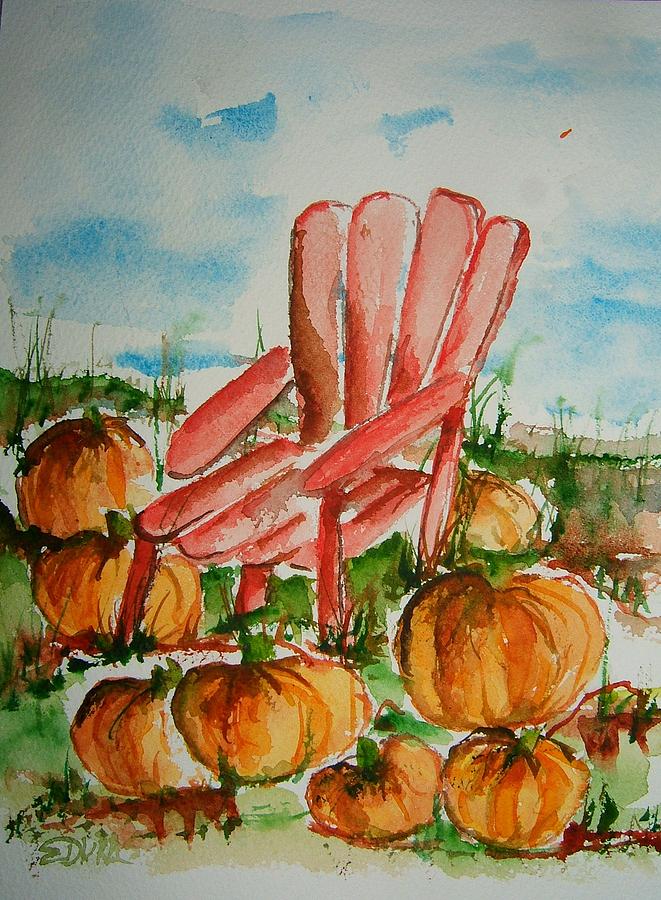 Pumpkins want a Seat Painting by Elaine Duras