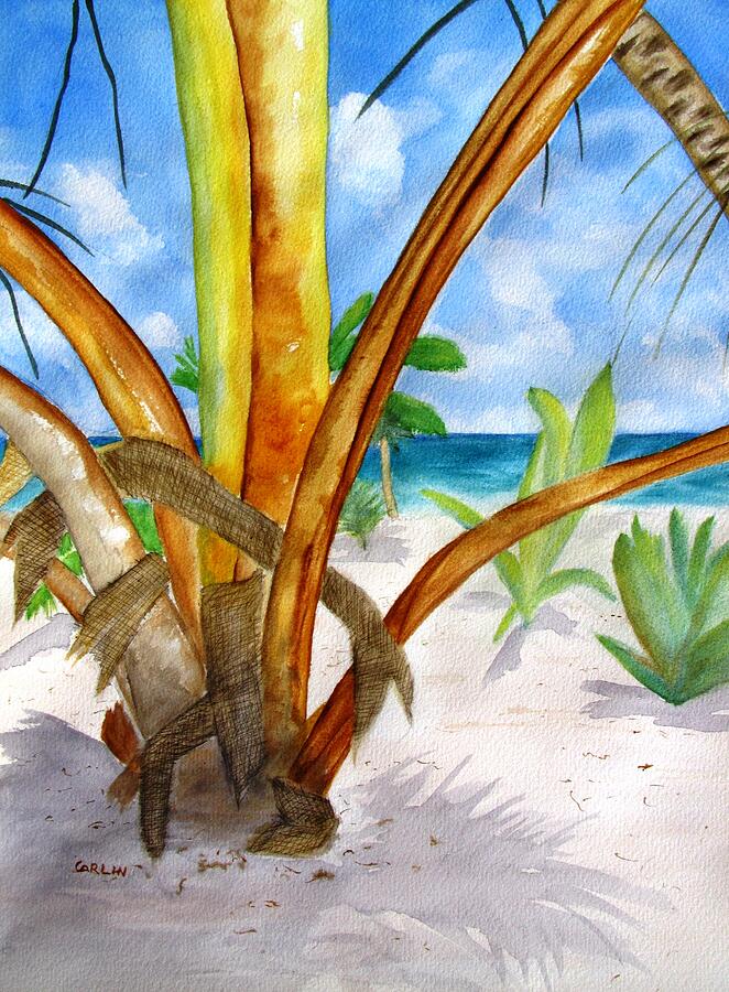 Punta Cana Beach Palm Painting by Carlin Blahnik CarlinArtWatercolor
