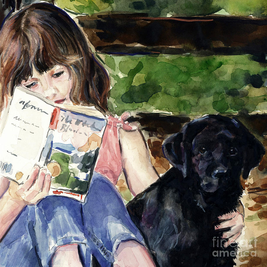 Black Lab Puppy Painting - Pup and Paperback by Molly Poole