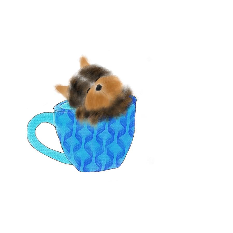 Cup Digital Art - Pup in a Cup by Gabrielle Kristine