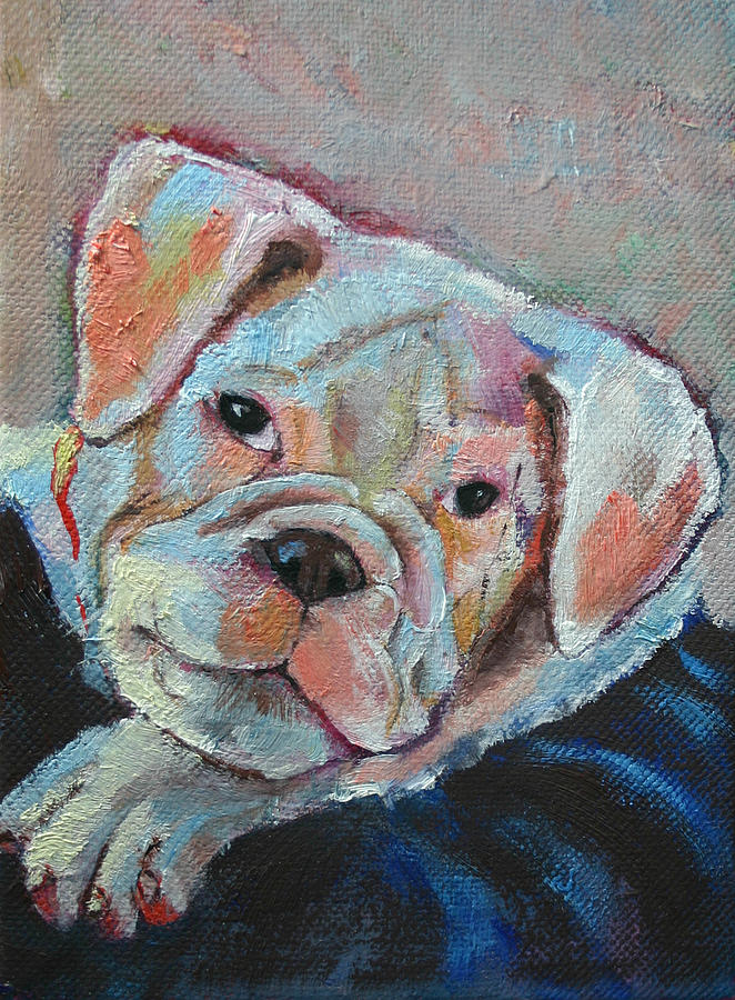 Puppy In Moms Arms Painting by Carol Jo Smidt