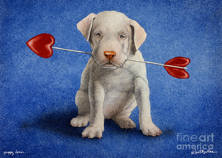 Puppy lover... Painting by Will Bullas