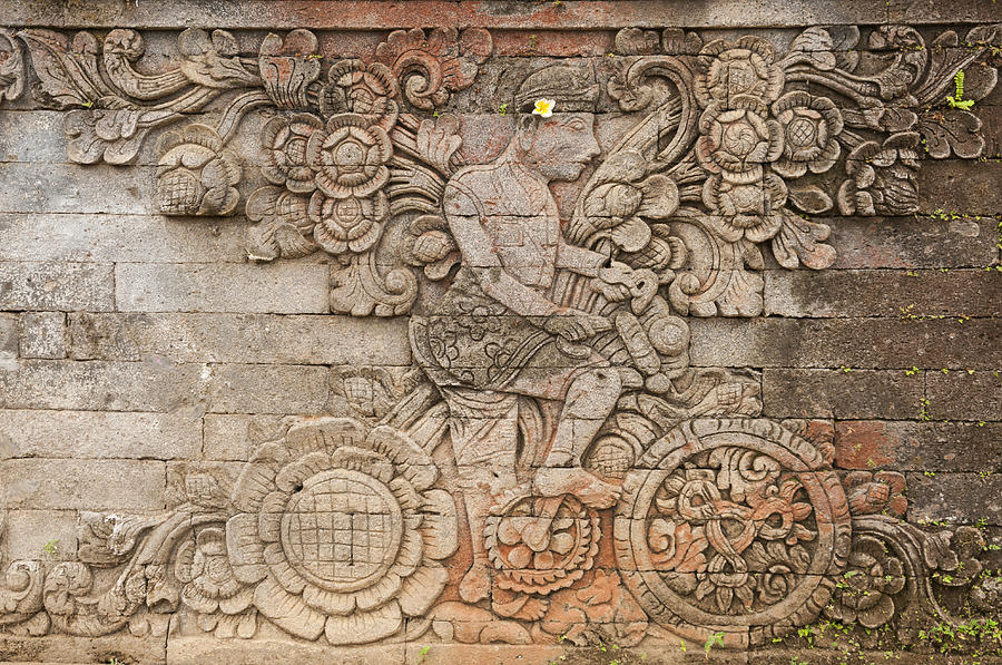 Pura Maduwe Karang temple, low relief carving Photograph by John Elk III