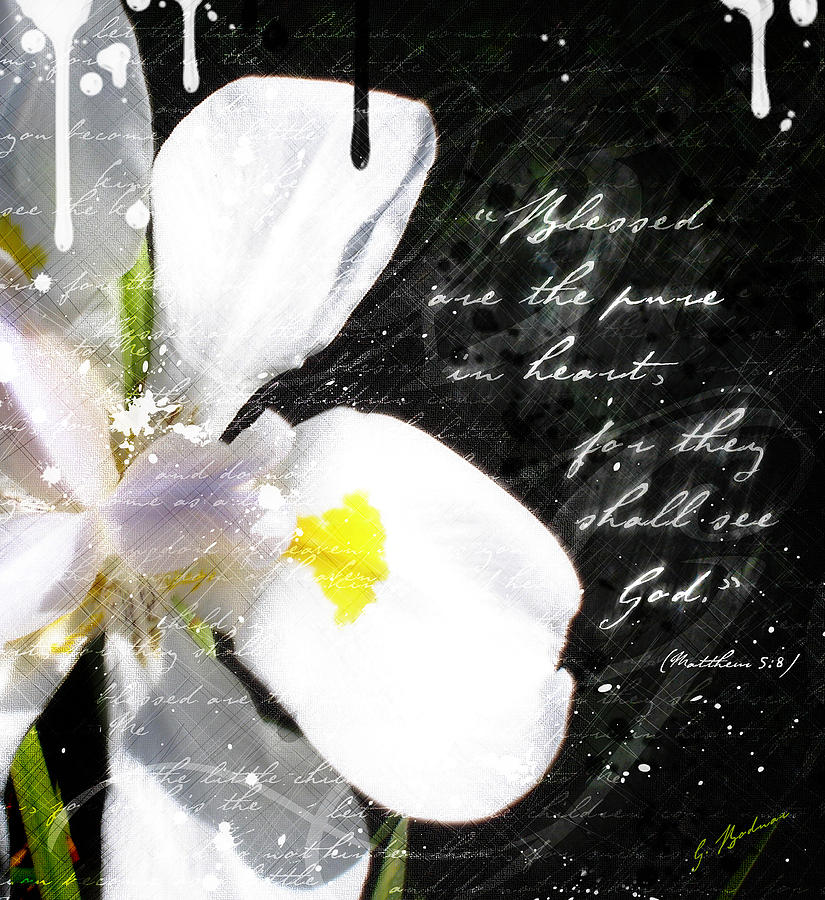 White Flower Digital Art - Pure In Heart by Gary Bodnar