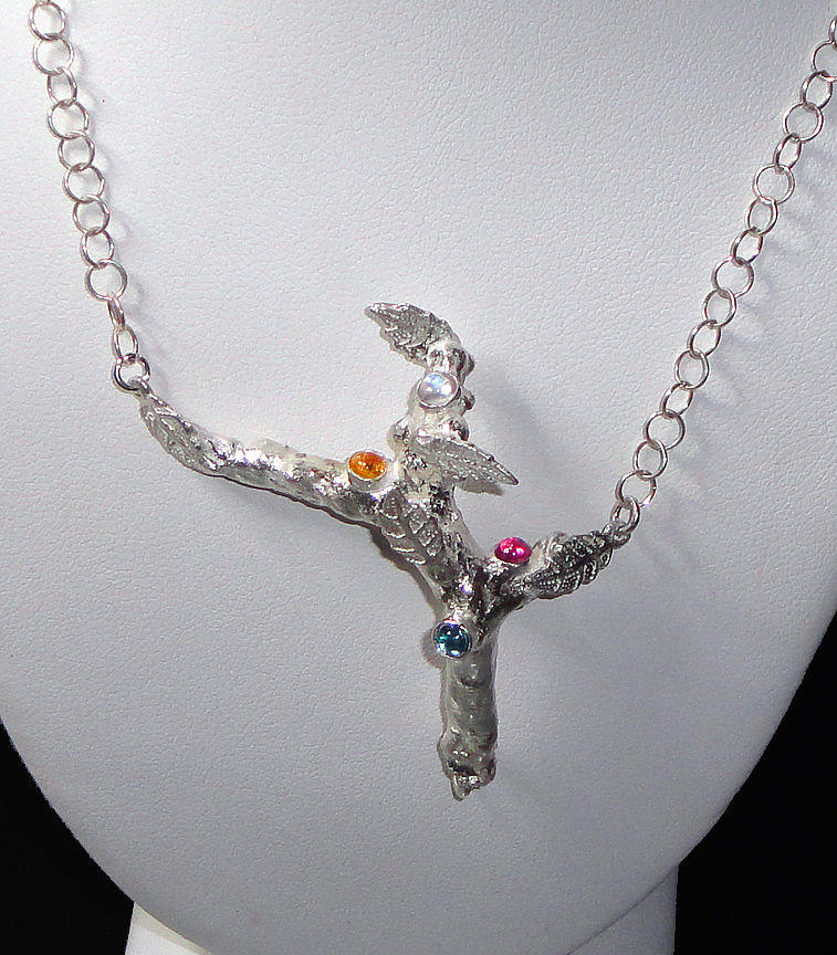 Robin Jewelry - PUre Silver Tree with Gems Pendant Necklace by Robin Copper