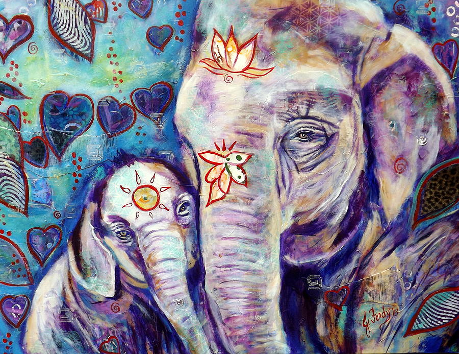 Elephants Painting - Purest Love by Goddess Rockstar