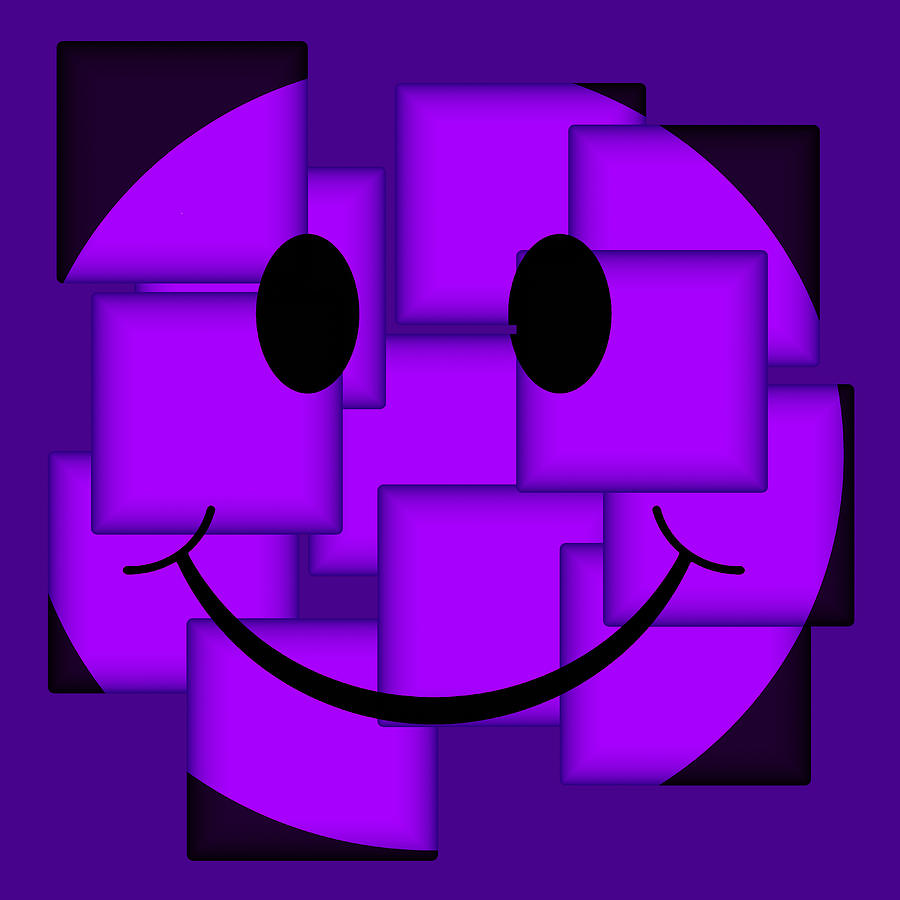 Purple Abstract Smiley Face Digital Art by David G Paul