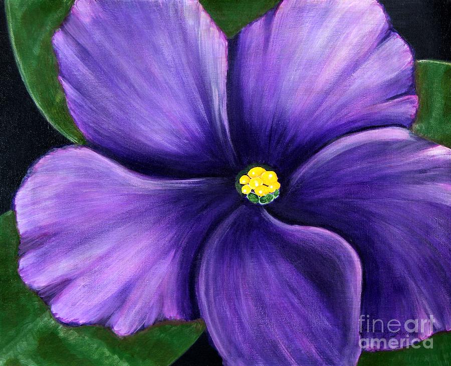 Purple African Violet Painting by Barbara A Griffin