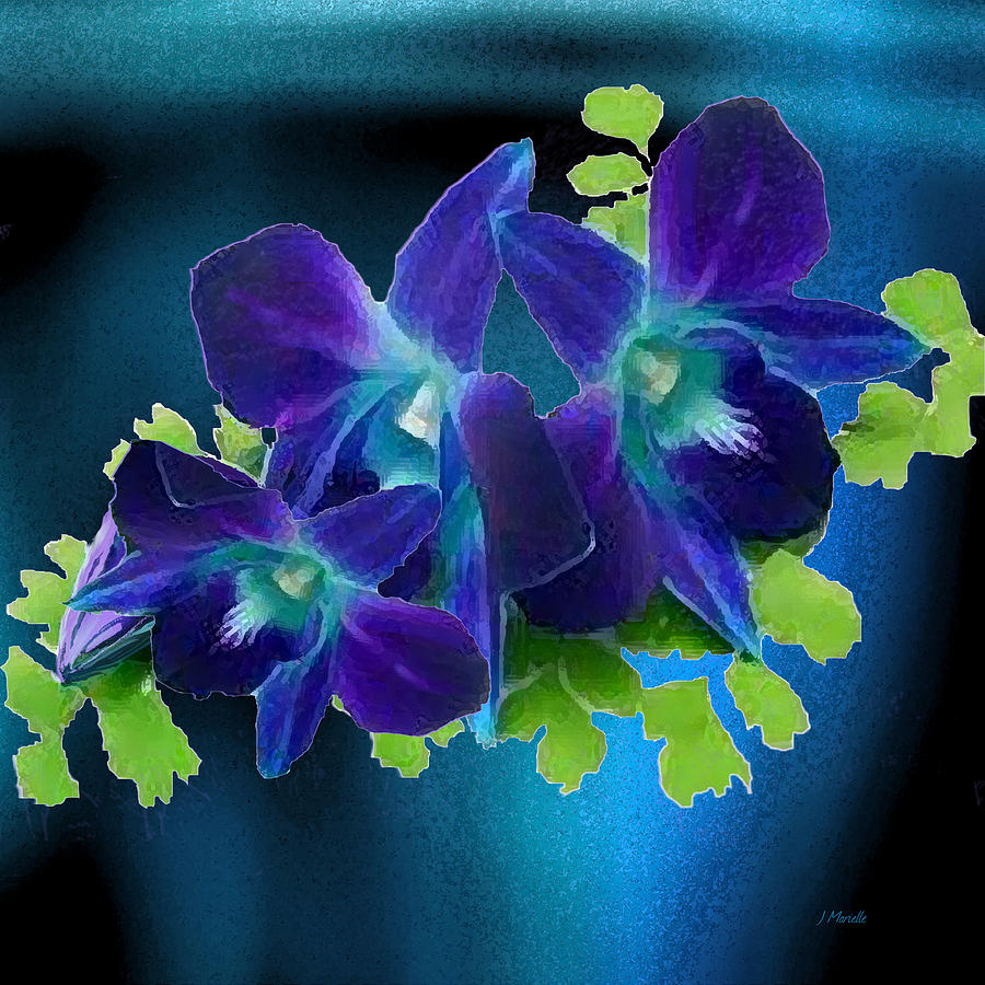 Purple and Blue Orchids Digital Art by J Marielle
