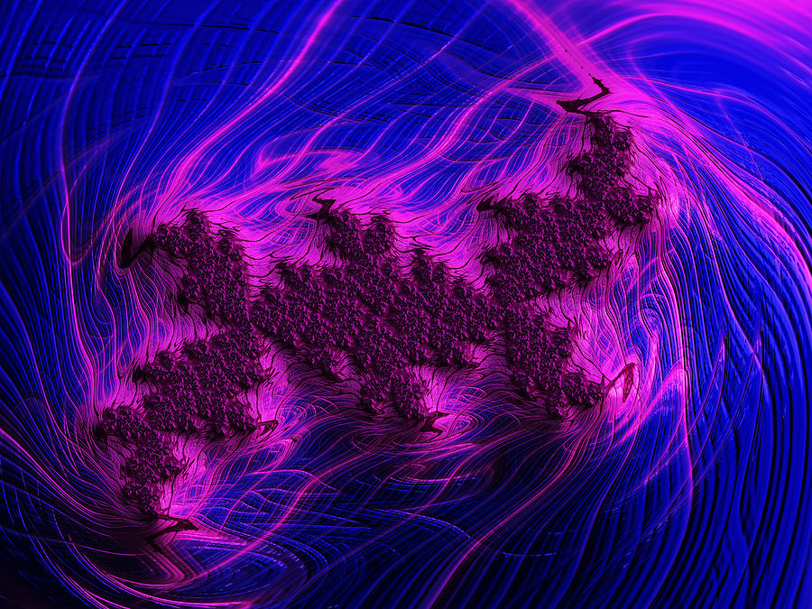 Abstract Photograph - Purple and blue swirl fractal abstract by Matthias Hauser