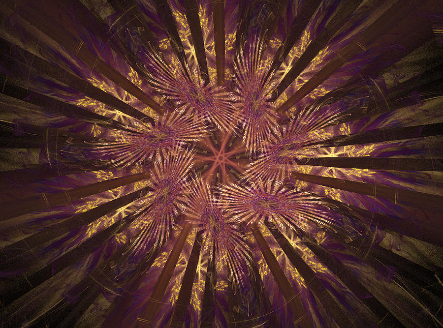 Abstract Digital Art - Purple And Gold by Ricky Barnard