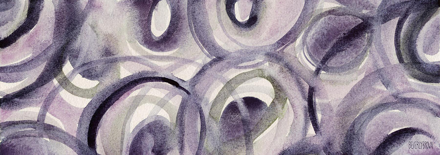 Purple and Green Circles Abstract Panoramic Painting Painting by Beverly Brown Prints
