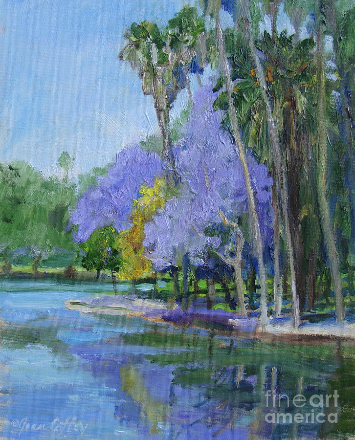 Purple And Yellow Blossoms Painting by Joan Coffey