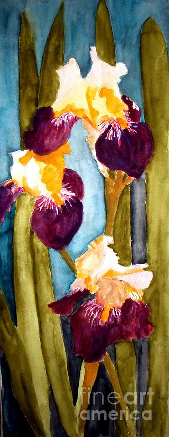 Purple and Yellow Iris Painting by Carol Grimes