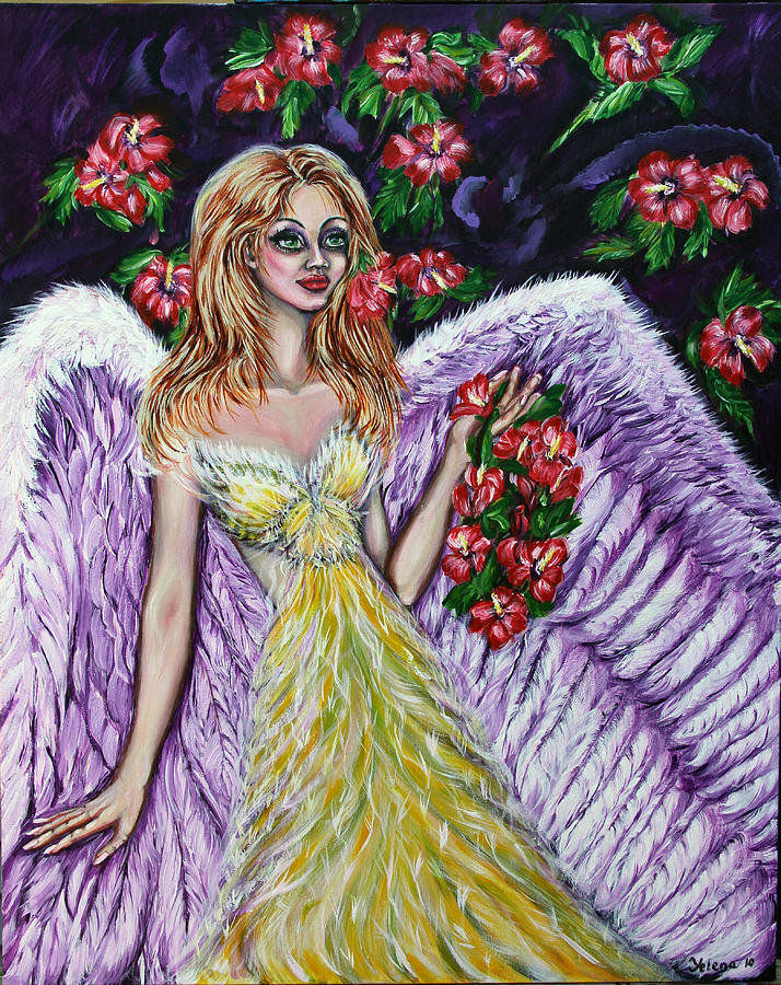 Purple Angel Of Love  Painting by Yelena Rubin
