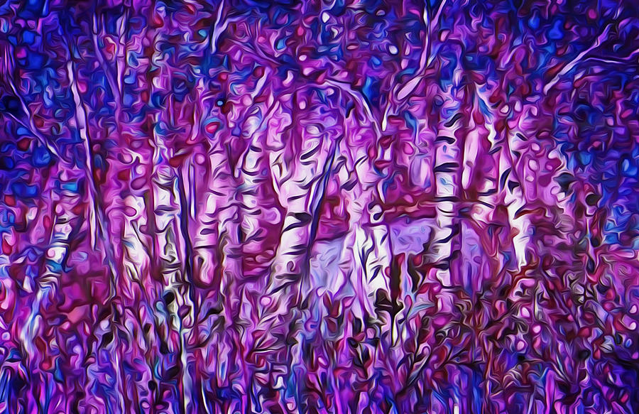 Tree Painting - Purple Aspens by SHERRY Salant
