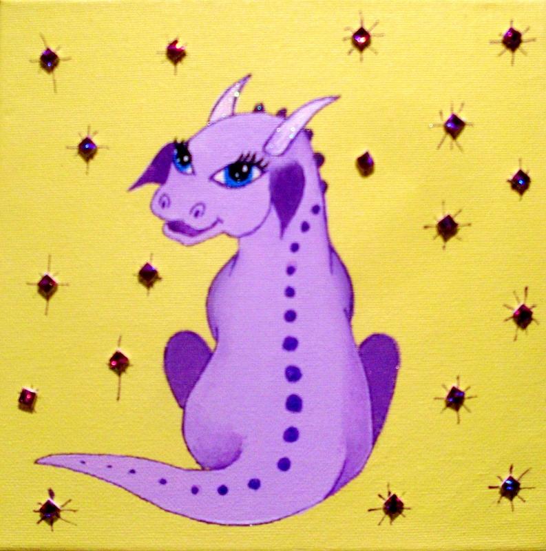 Purple baby dragon Painting by Anne Gardner