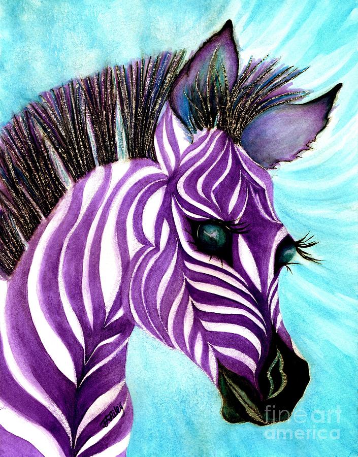 Purple baby Zebra Painting by Janine Riley