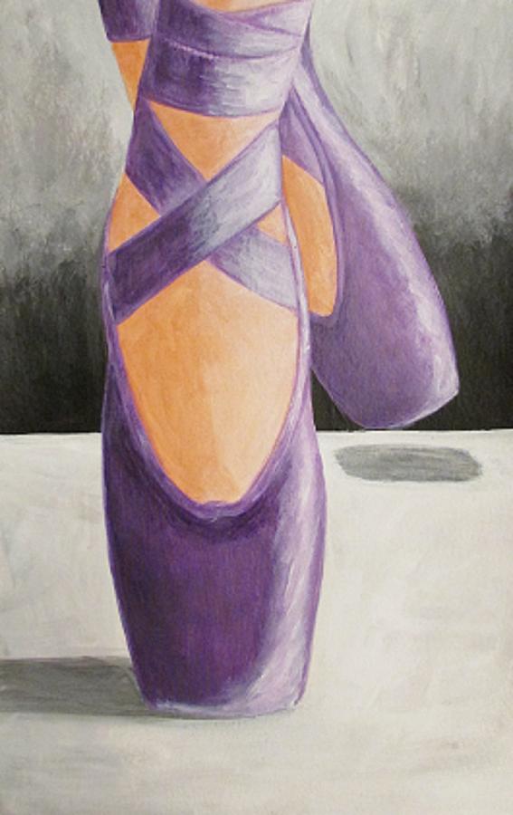 Purple Ballet Shoes Painting by Katrina Parker Williams
