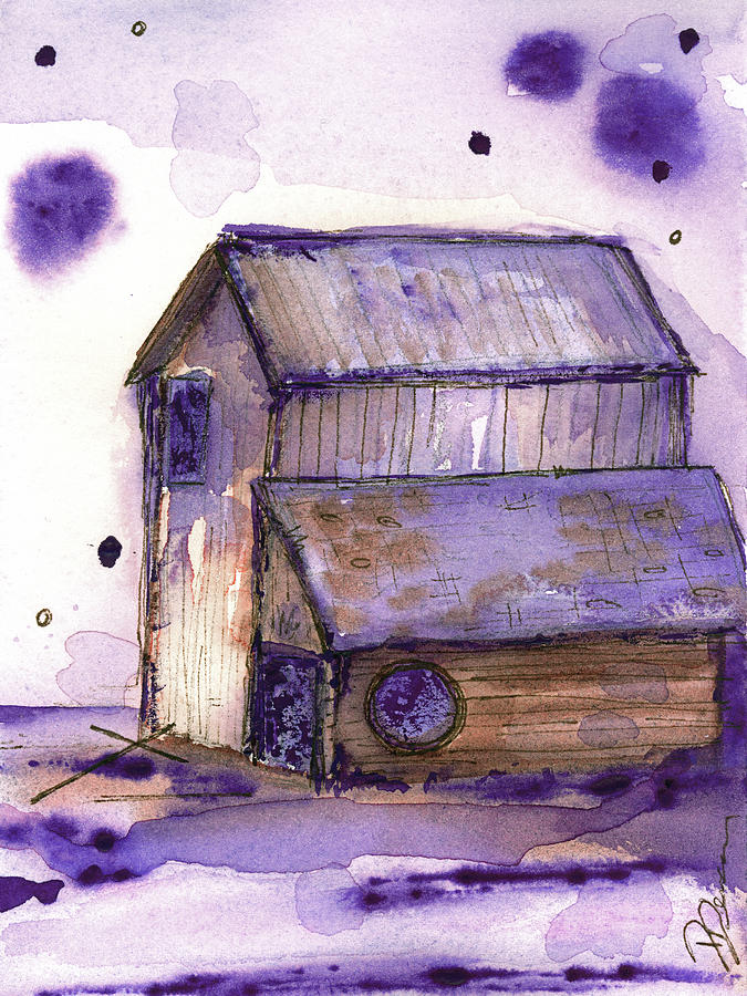 Purple Barn Art Painting by Dawn Derman