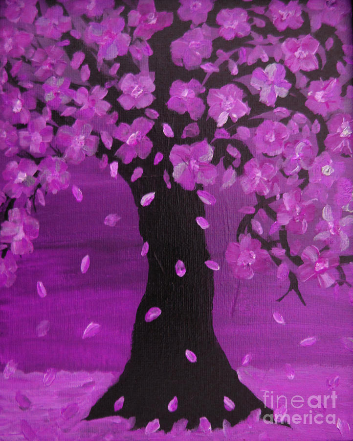 Flower Painting - Purple Blossom Tree Design Art by Adri Turner