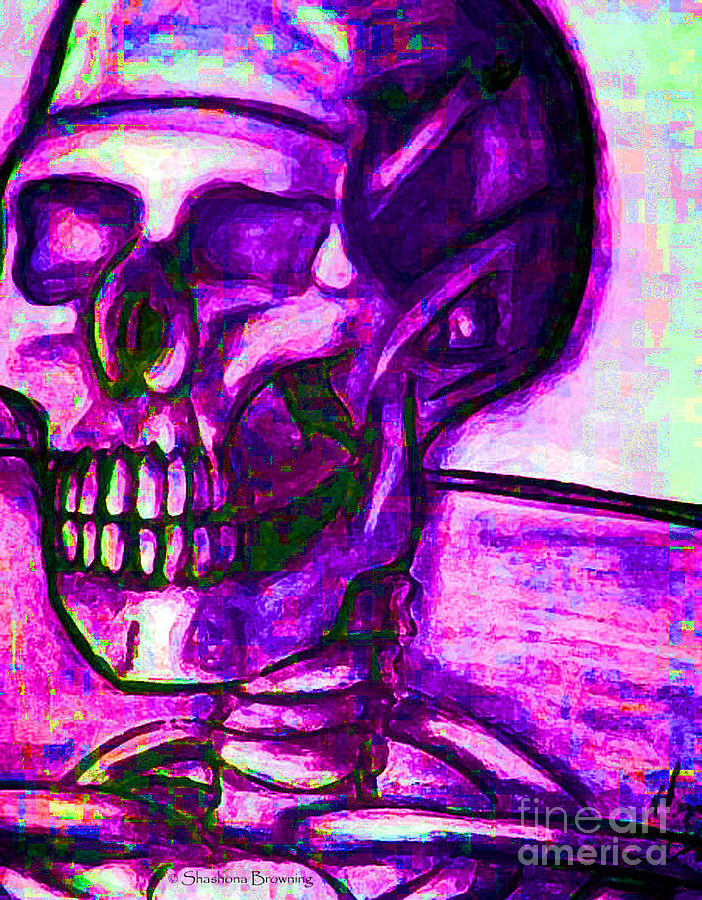 Skull Digital Art - Purple Bones by Shashona Browning