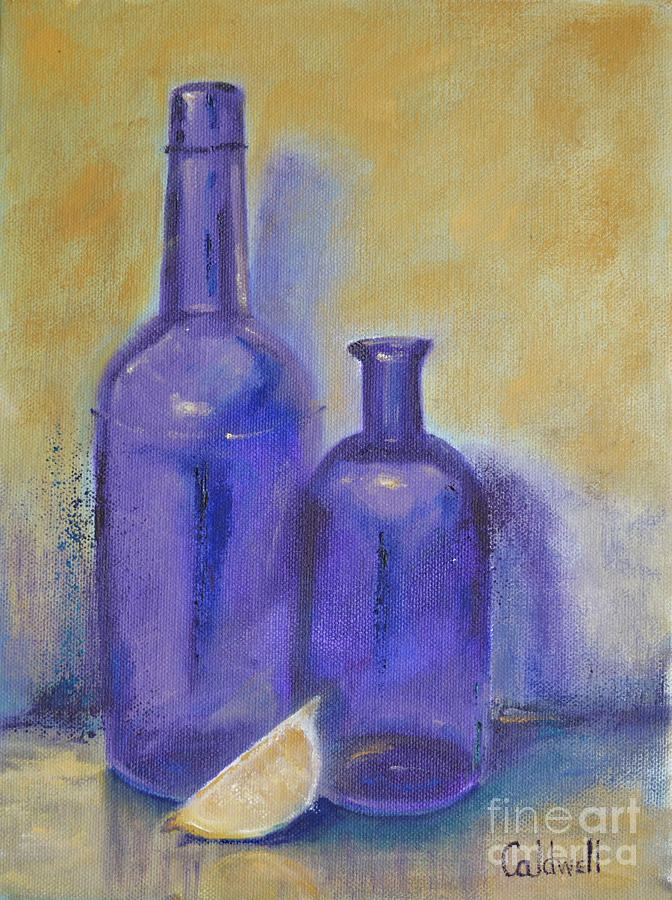 Purple Bottle Painting by Patricia Caldwell