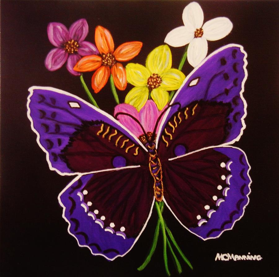Purple Butterfly Painting by Celeste Manning