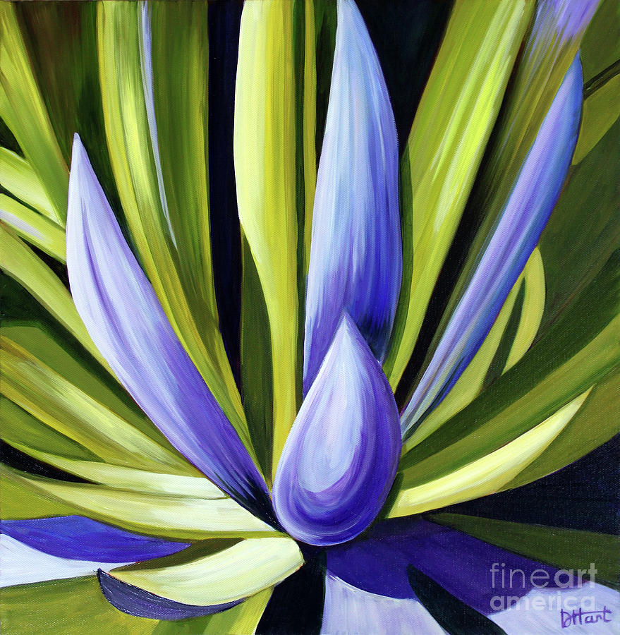 Purple Cactus Painting by Debbie Hart