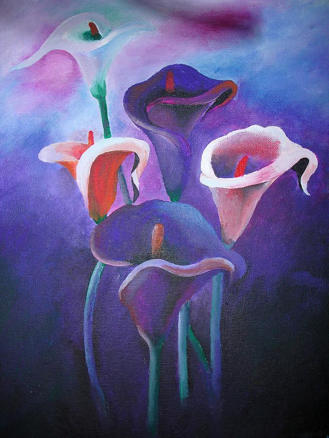 Purple Calla Lilies Painting by Taiche Acrylic Art