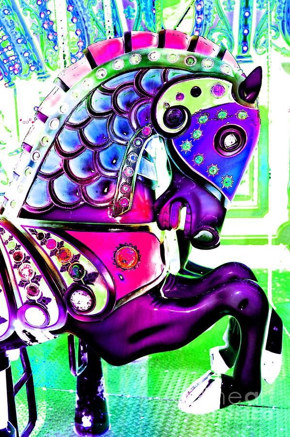 Horse Digital Art - Purple Carousel Horse by Patty Vicknair