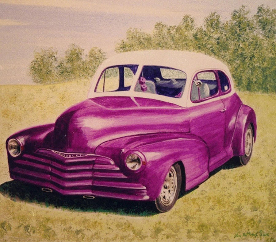 Purple Chevrolet Painting by Stacy C Bottoms
