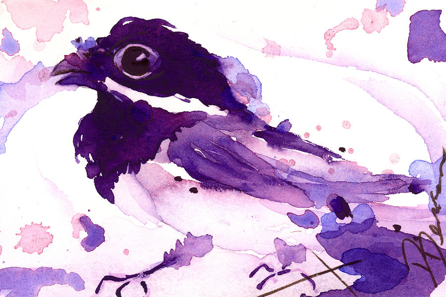Chickadee Painting - Purple Chick by Dawn Derman