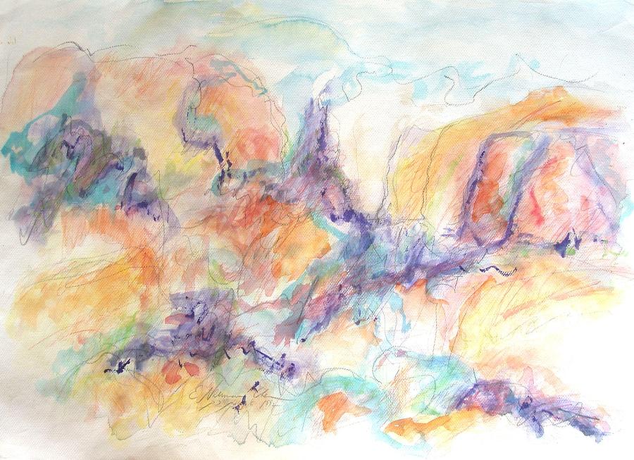 Purple Cliffs Painting by Esther Newman-Cohen