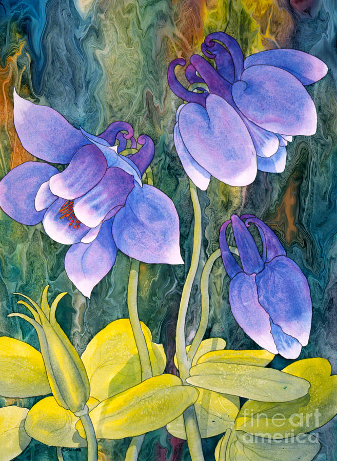Purple Columbine Painting by Teresa Ascone