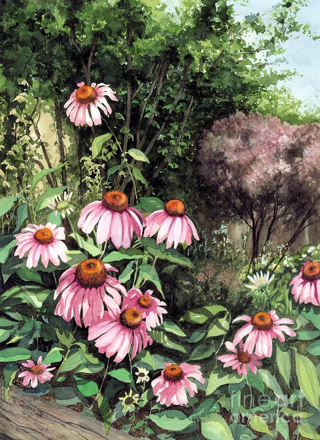 Flower Painting - Purple Coneflowers by Barbara Jewell