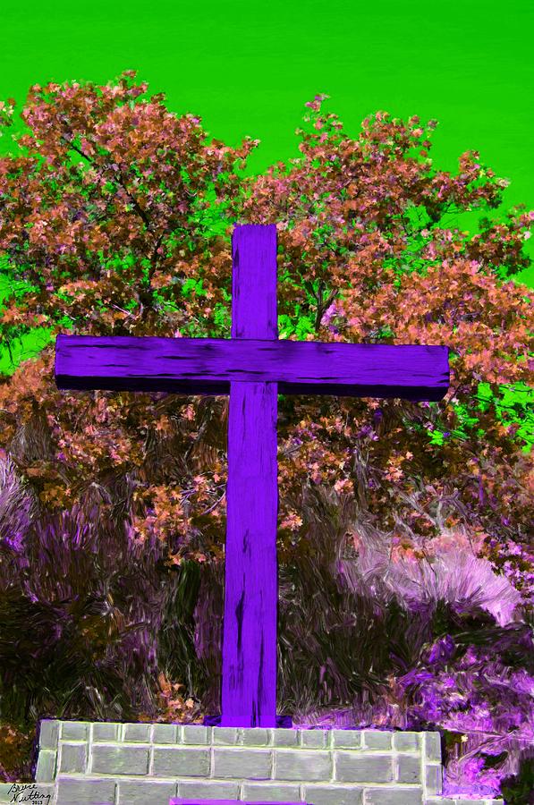 Purple Cross on the Hill Painting by Bruce Nutting