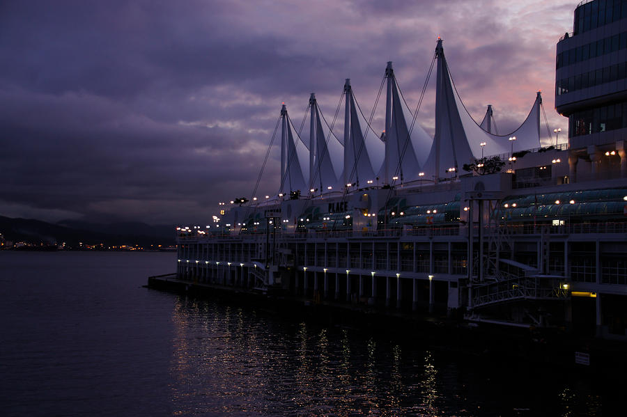Architecture Photograph - Purple Dawn in Vancouver  by Georgia Mizuleva