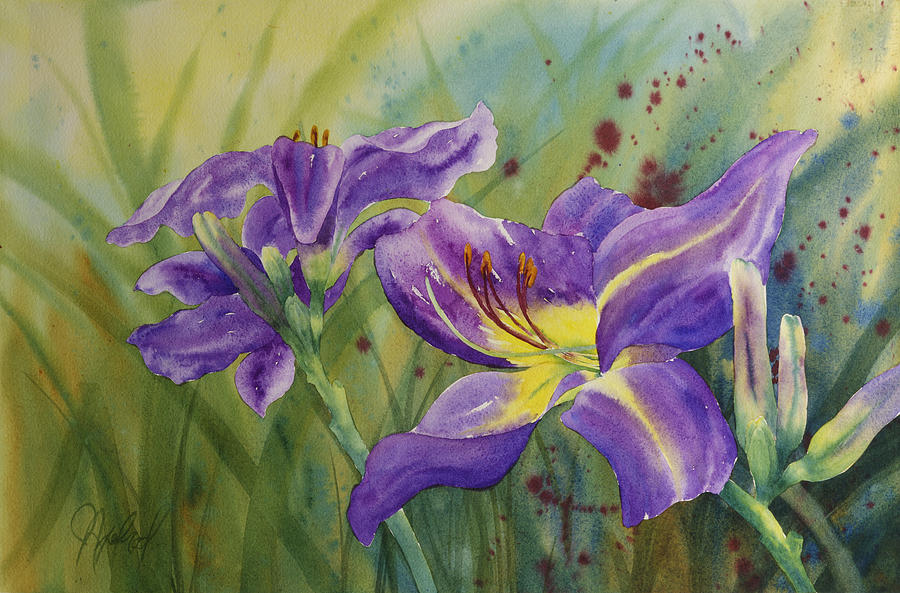 Purple Day Lily Painting by Johanna Axelrod