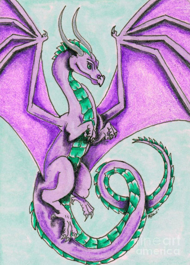 Purple Dragon Painting by Nina Bolen - Pixels