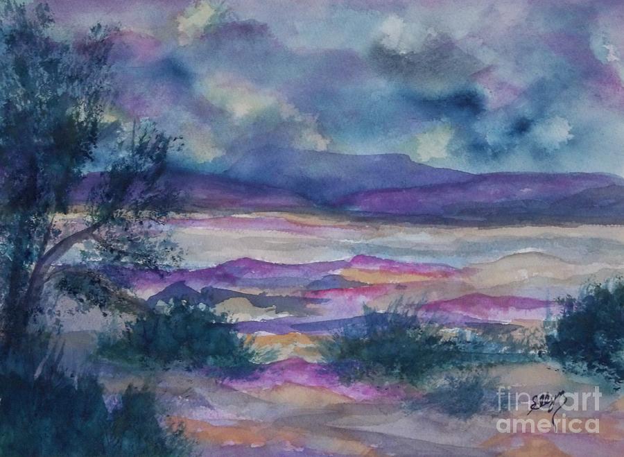 Nature Painting - Purple Dusk Settles on the Painted Desert by Ellen Levinson