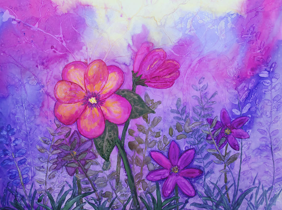 Purple Floral Fantasy Painting by Patricia Beebe