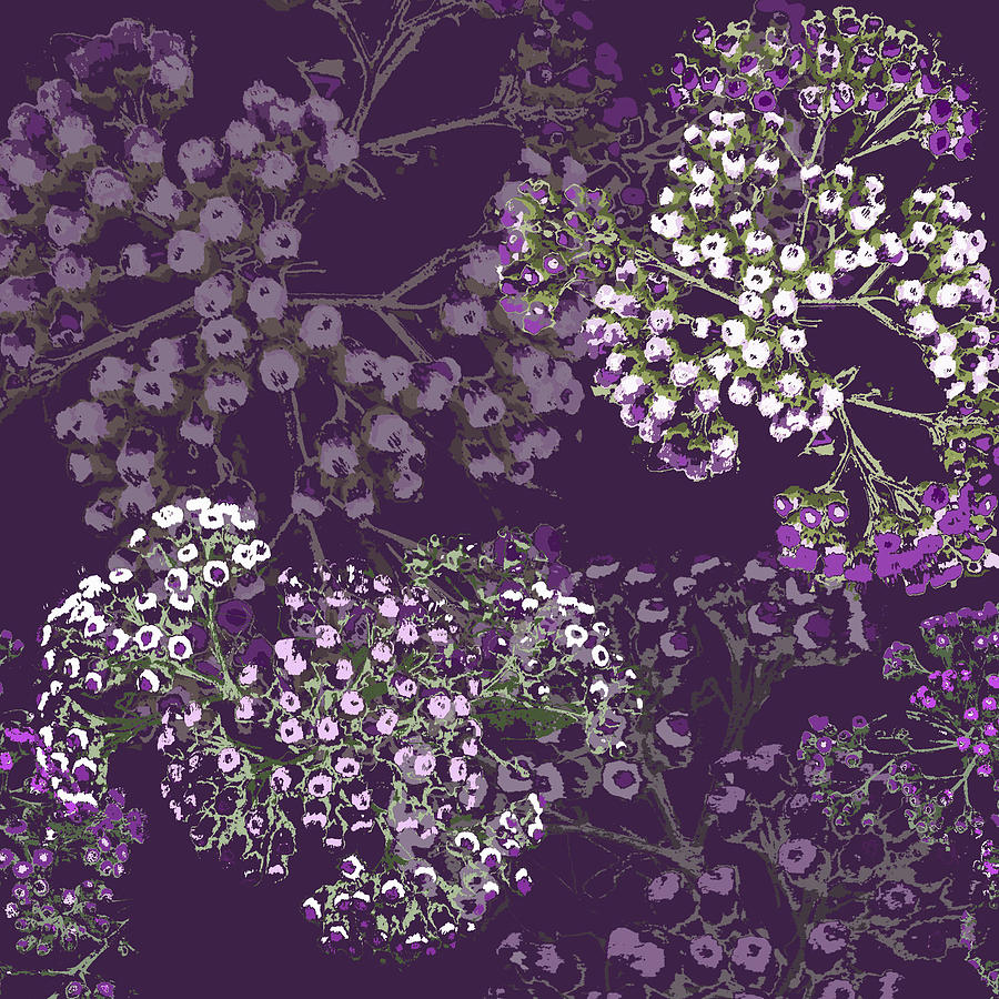 Purple Flower Bunches Digital Art by Saya Studios