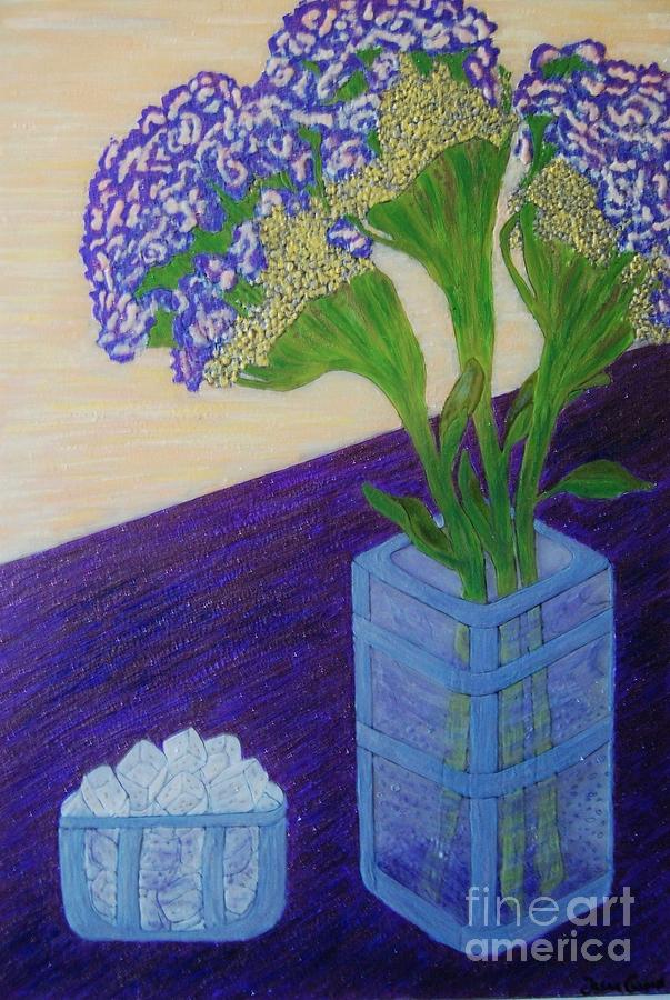 Purple Flowers and Ice Painting by Jasna Gopic