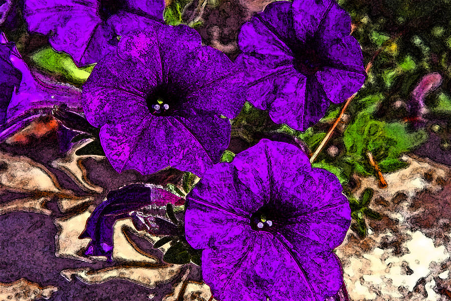 Purple flowers Fresco effect Photograph by Andy Lawless