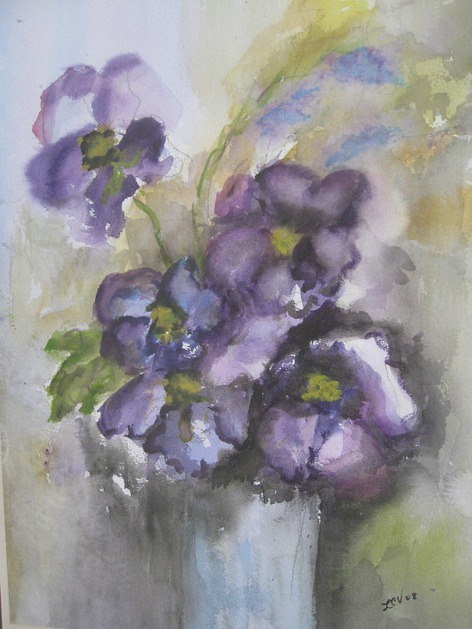 Purple Flowers Painting by Lucille  Valentino